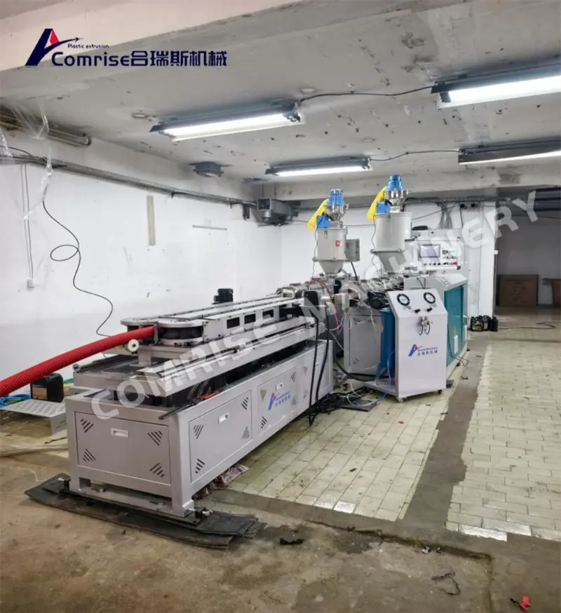ເຄື່ອງທໍ່ Corrugated ທໍ່ດ່ຽວ / ຝາຄູ່ໄດ້ສໍາເລັດການທົດລອງຢູ່ໃນເອີຣົບ